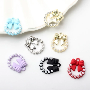 Pendentif Nœud Papillon en Alliage Avec Fausse Künstliche Perle Strass pour Création de Bijoux DIY Boucles d'Oreilles Collier Accessoires