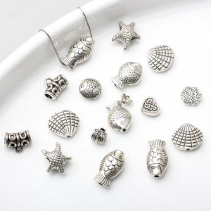 Cuentas de Aleación de Plata Antigua Vintage Estrella de Mar Pez Corazón Flor Espaciadores para Creación de Joyas DIY Collar