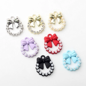 Pendentifs nœuds colorés en alliage avec perles et strass pour création de bijoux