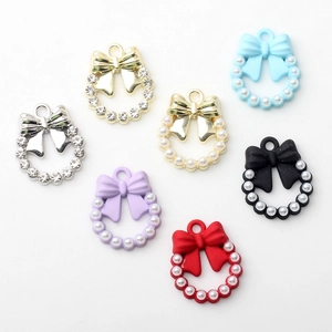Pendentifs nœuds colorés en alliage avec perles et strass pour création de bijoux DIY