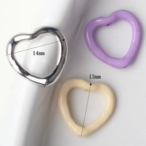 Hohlherz Legierung Perlen in Silber, Lila und Creme für DIY Schmuckherstellung