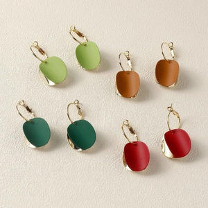 Boucles d'Oreilles Pendantes Géométriques Vintage Morandi Laque Mate pour Femmes Tige Argent Sterling 925 Bijoux Cuivre