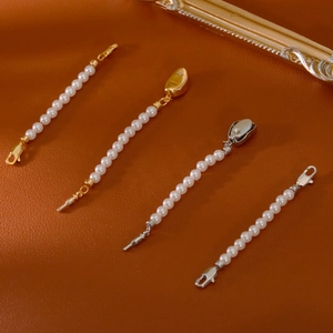 Connecteurs de chaîne en perles avec fermoirs mousqueton or et argent pour bijoux DIY