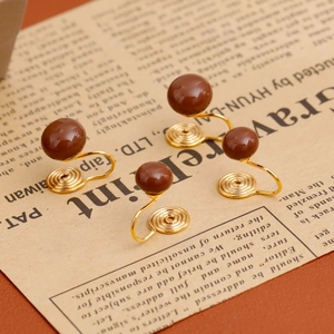Clip d'oreille en Cuivre Vintage Künstliche Perle Ovale pour Femme Plaqué Or Véritable Sans Perçage Forme en U Bijoux de Mode