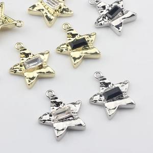 Moda Aleación Estrella Colgante Textura Martillada Incrustado Strass DIY Joyería Accesorios Colgante Solo Sin Cadena