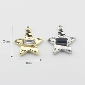 Colgantes de estrella texturizados en oro y plata con piedras rectangulares para joyería DIY