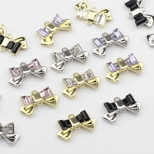 DIY Schmuckherstellung Legierung Schleife Anhänger Strass Kristall Charms Für Ohrringe Halskette Armband Handgefertigte Zubehör