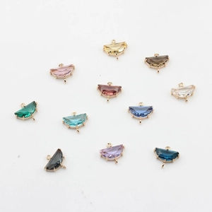Semicircle faceted crystal charms in ten colors with gold plated frames for DIY jewelry