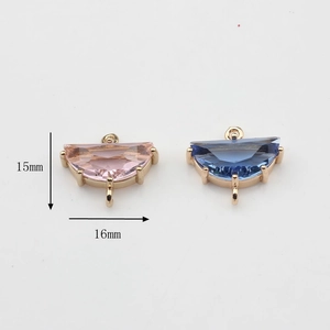 15x16mm gold plated semi-circle crystal pendant connector for DIY jewelry making