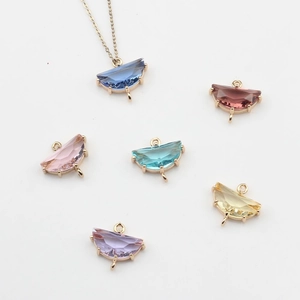 Gold-plated fan-shaped crystal pendants in six colors for DIY jewelry making sets
