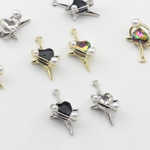 Colgantes de Aleación Estrella Corazón Con Perla Artificial de Imitación Para Joyería DIY Collar Pendientes Chapado en Oro Plata