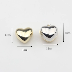 Minimalist heart jewelry pendants in gold and silver colors with 11mm and 12mm sizes