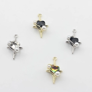 Colgantes de estrella con gemas de corazón y perlas para creación de joyas DIY