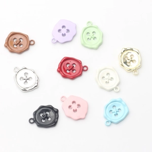 Kleurrijke legering knop bedels met waszegel randen voor DIY sieraden maken