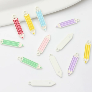 Alloy Pencil Shape Enamel Pendants Colorful Stationery Charms For DIY Jewelry Making Necklaces Bracelets Earrings Findings Accessories