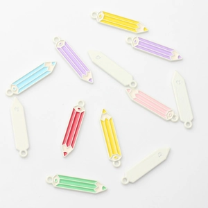 Colorful pencil-shaped alloy pendants for DIY jewelry making in vibrant candy colors