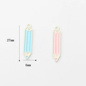 Pastel colorful pencil enamel pendants in light blue and pink for DIY jewelry making