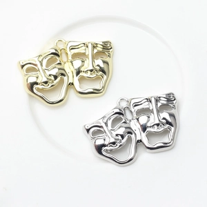 Alloy Theater Comedy Tragedy Mask Charms For Jewelry Making DIY Crafting Pendant Only (Without Chain) Gold Silver Color