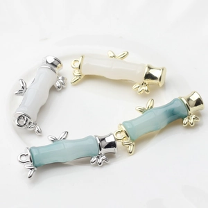 Bamboo style jade-like resin alloy pendants for DIY jewelry making in four colors