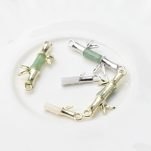 Bamboo style pendant accessories in gold and silver finish for DIY jewelry crafting
