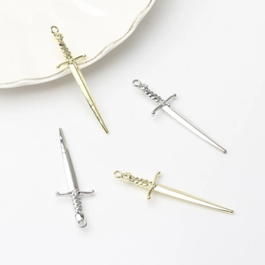 Vintage Zinc Alloy Sword Pendants For DIY Jewelry Making Polished Gold Silver Metallic Dagger Charms For Earrings Necklaces Crafting Findings