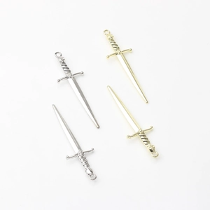 Vintage alloy sword pendants in gold and silver finish for DIY jewelry making