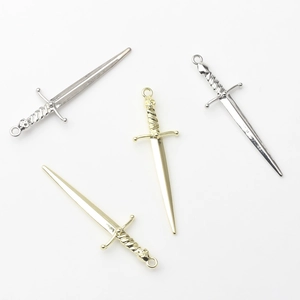 Retro sword alloy pendants in gold and silver finish for DIY jewelry making and earrings