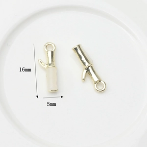 Bamboo shaped gold alloy pendant with white jade imitation and size dimensions