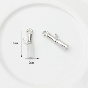 Detailed view of silver bamboo pendant with white resin inlay and 16mm size dimensions