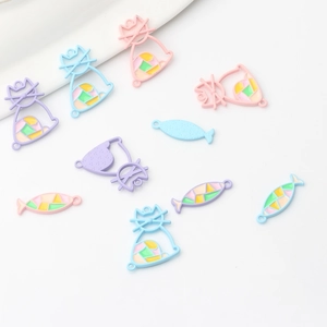 Legering Emaille Kat Vis Hangers Macaron Kleur Opengewerkte Bedels Voor DIY Oorbellen Sieraden Maken Accessoires Vrouwen Kinderen