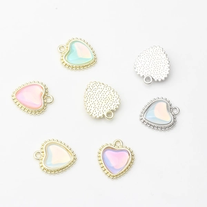 Alloy Heart Shape Rhinestone Pendant Findings Beaded Edge Electroplated DIY Jewelry Accessories For Earrings Necklaces