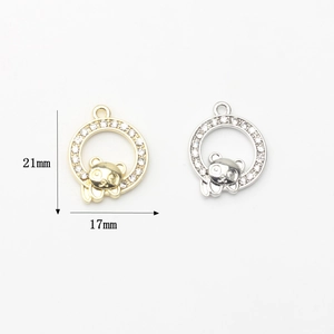 Pendentifs panda en or et argent avec zircone pour création de bijoux DIY, 17x21mm