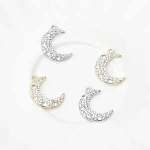 Legierung Strass Mond Halbmond Anhänger Für DIY Schmuckherstellung Gold Silber Plattiert Mond Charms Für Halsketten Ohrringe
