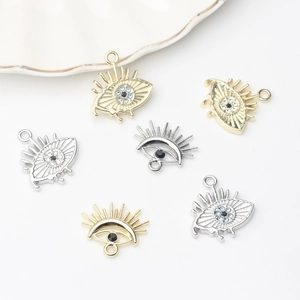 Evil Eye Alloy Zirconia Pendant Only Without Chain For DIY Jewelry Making Gold Silver Metal Eyelash Design Handmade Craft Accessory