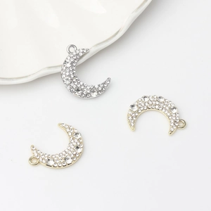 Modische Mond-Anhänger aus Legierung mit Strass für DIY-Schmuck in Gold und Silber