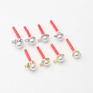 DIY jewelry parts with faux pearl in gold and silver alloy base for making earrings