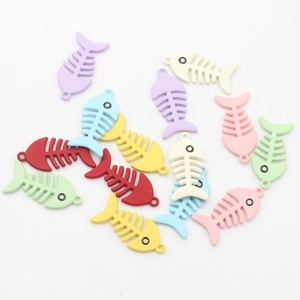 Colorful fish bone alloy charms in various candy colors for DIY jewelry making