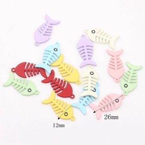 Colorful fish bone alloy charms in various matte colors for DIY jewelry making