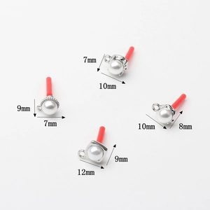 DIY silver alloy stud earring bases with faux pearls and size specifications