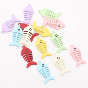 Colorful fish bone alloy charms in matte macaron colors for DIY jewelry and earrings