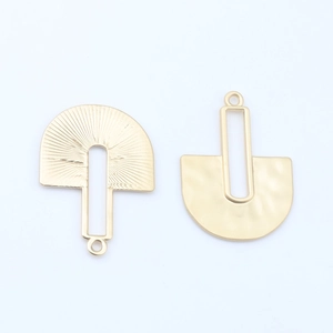 Golden geometric hollow fan pendant parts for DIY bohemian jewelry making accessories