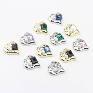 Square zircon pendant with pearl and gold or silver base for DIY jewelry making