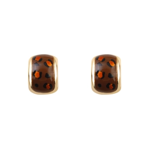 Boucles d'oreilles vintage françaises avec motif léopard en émail et métal doré
