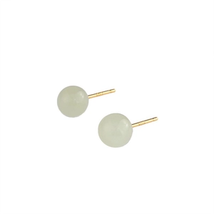 Boucles d'oreilles minimalistes en jade Hetian avec tiges en argent S925 doré