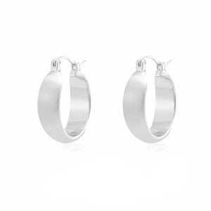 Boucles d'oreilles créoles argentées en forme de U avec finition brossée et polie
