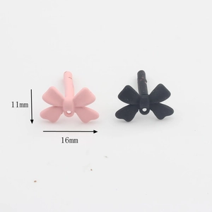 DIY colorful alloy bowknot jewelry accessories 16mm x 11mm in pink and black matte finish