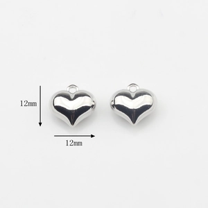 Colgantes de corazón de metal pulido de 12mm con medidas de diámetro exterior exactas