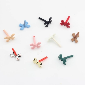 Colorful bow alloy earring findings for DIY jewelry making in ten assorted colors
