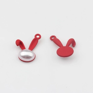 Détails de pendentifs lapin rouge avec finition mate et perle pour bijoux DIY