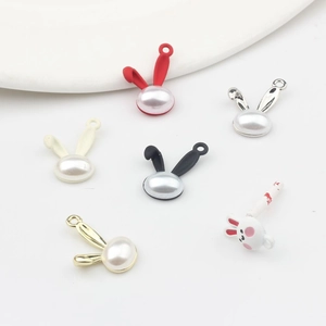 Pendentifs lapin en perle et alliage pour la fabrication de bijoux DIY et boucles d'oreilles